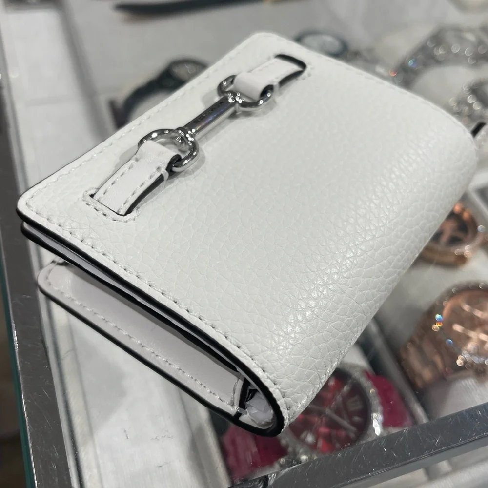 MICHAEL KORS Carson Small Pebbled Leather Wallet Optic White  NWT